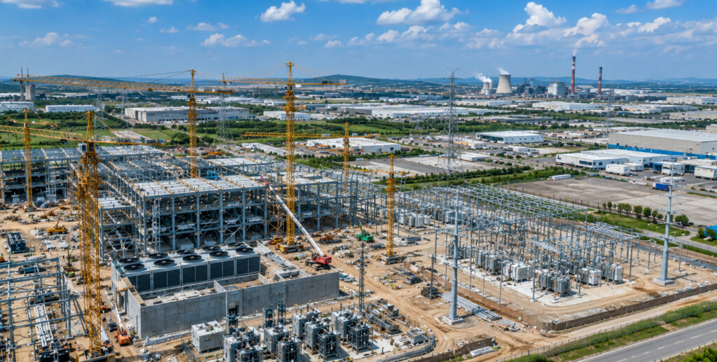 Massive AI data center campus under construction