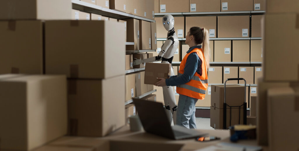 Humanoid robot warehouse worker
