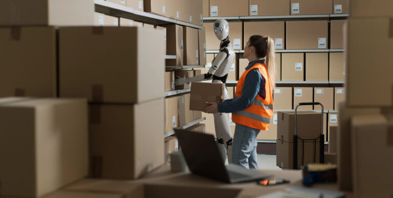 Humanoid robot warehouse worker