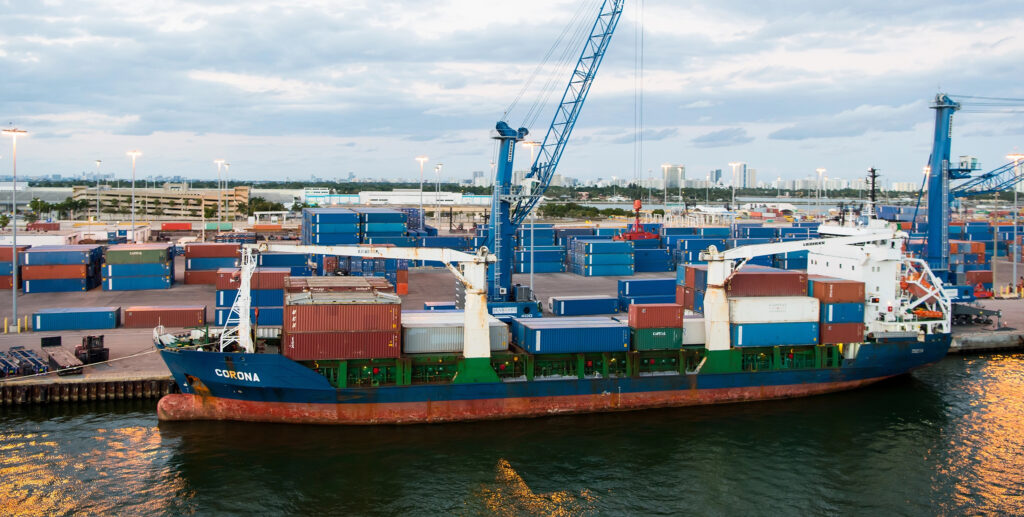 Cargo shipping containers port