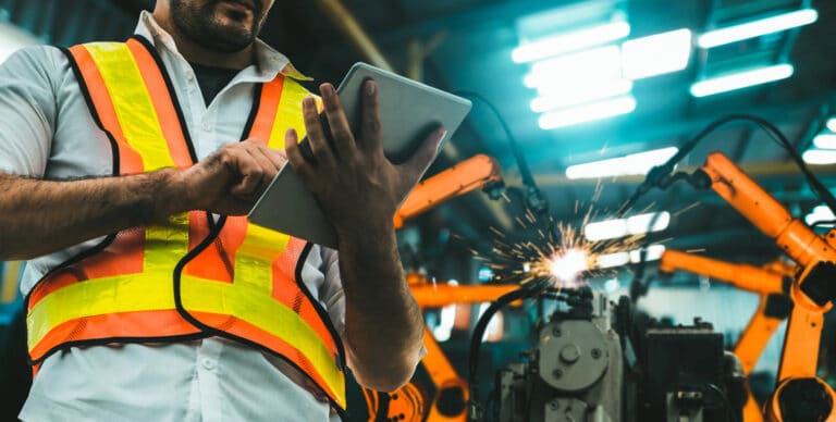 Engineer use advanced robotic software